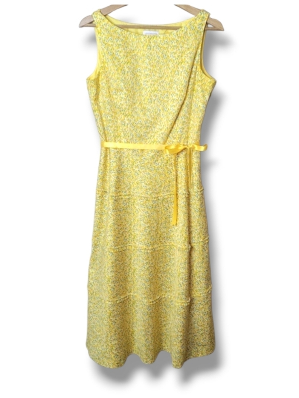 Liz Claiborne Floral Midi Dress Satin Ribbon Belt